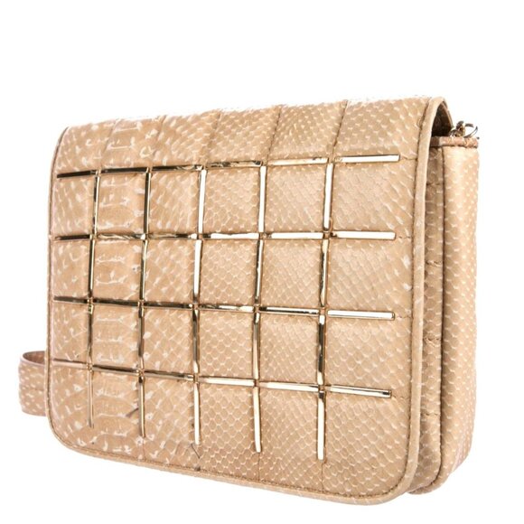 NWT HERVE LEGER Snakeskin Embossed Quilted Lamb Leather Elsa Shoulder Bag - Picture 2 of 5